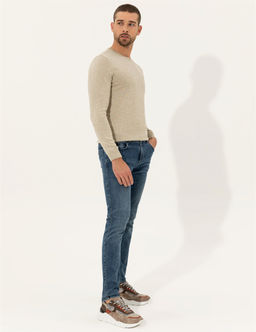 Kum Melanj Slim Fit Bisiklet Yaka Basic Triko Kazak - Pierre cardin фото 4