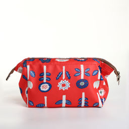 Косметичка на молнии, с подкладом, маленькая, с рисунком Лесные растения, красная - Simaland фото 2