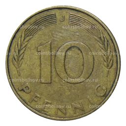Монета 10 пфеннигов 1977 года J Германия