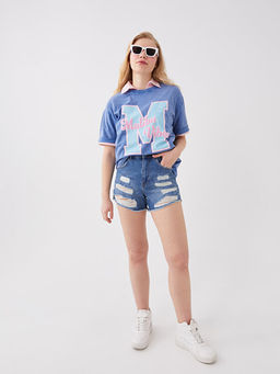 Standart Fit Y?rt?k Detayl? Kad?n Jean ?ort