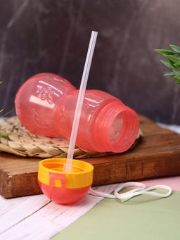 Бутылка "Fruit" с трубочкой, pink (400 ml)