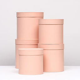 Набор круглых коробок 5 в 1 Персик, 25 х 25 - 19 х 19 см