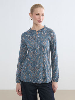 Ba?lamal? Yaka Desenli Bluz