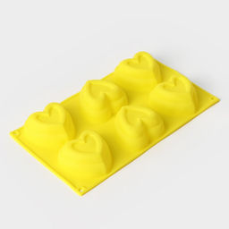 Форма для выпечки Доляна «Сердце в сердце», силикон, 17.5×30 см, 6 ячеек (8×8 см), розовая