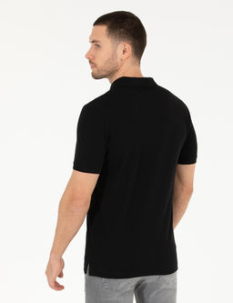 Siyah Regular Fit Polo Yaka Basic Ti__rt