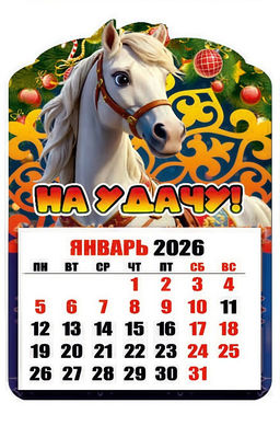 Магнит - календарь отрывной 6,5*10см "Лошадка. На удачу!"