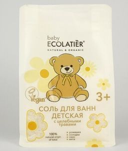 Ecolatier BABY 3+ Соль д/ванн с целебными травами экстракты мяты, солодки, овса, ромашки 600гр