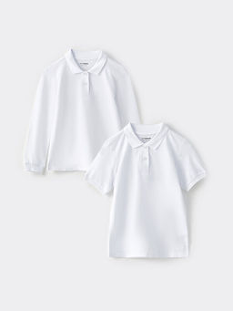 Polo Yaka Basic Pamuklu K?z ?ocuk Ti??rt 2li