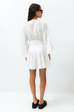 Plaj Giyim Beyaz Kusakl? Mini Dokuma F?rf?rl? Kimono&Kaftan TBESS24KM00032 - Trendyolmilla фото 6