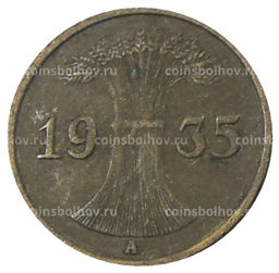 Монета 1 рейхспфенниг 1935 года A Германия
