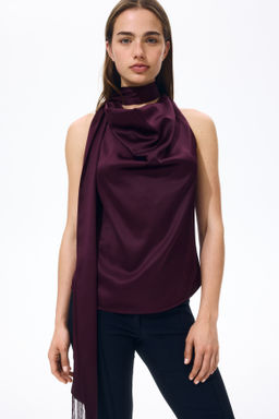 Top de sat?n con fular decorativo - H&m фото 3
