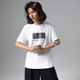 Футболка свободной посадки Модная перезагрузка (белая) - Charutti фото 4