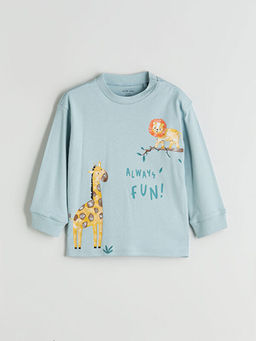 Bask?l? Erkek Bebek Ti??rt ve Pantolon 2li