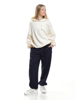 Спортивные брюки с карманами из футера 22-7486 синий - Mini maxi фото 3