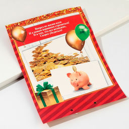 Конверт для денег, открытка на День Рождения, 6 листов, 16.5×21.5 см «Вклад Именинный»