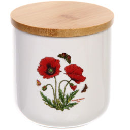 Банка для хранения керамическая "Цветочная грация" 260мл с бамбуковой крышкой