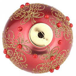 Елочная игрушка шар стеклянная д9,5см, красный металлик, ручная художественная роспись, подарочная упаковка (Россия) - Домашняя мода фото 6