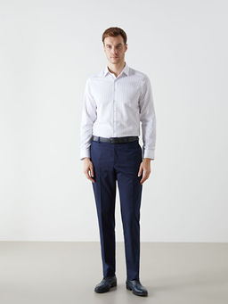 Slim Fit Uzun Kollu ?izgili Gabardin Erkek G?mlek