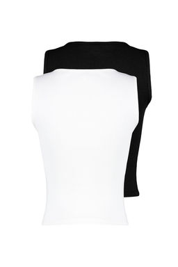 Trendyolmilla Siyah-Beyaz 2li Paket Fitted/Vucuda Oturan Fitilli Esnek Orme Bluz TWOSS24BZ00583 фото 8