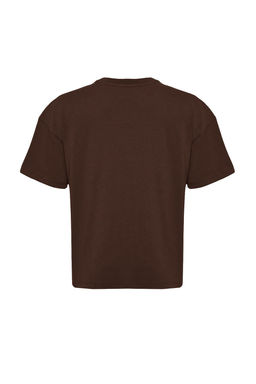 TRENDYOLMILLA Kahverengi %100 Pamuk Slogan Bask?l? Relaxed/Genis Rahat Kesim Orme T-Shirt TWOSS19GH0034  фото 23