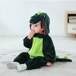 Кигуруми комбинезон детский на молнии - Дракон зеленый - Storyland фото 4