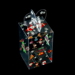 Цена за 5 шт. Коробка подарочная новогодняя складная ПВХ Веселый Дед Мороз 6?6?10 см