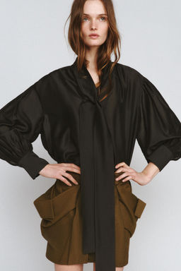 ZW COLLECTION SATIN SCARF SHIRT - Zara фото 15