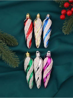 Ёлочные игрушки набор 6 шт. Сосулька - серпантин 82.5 см