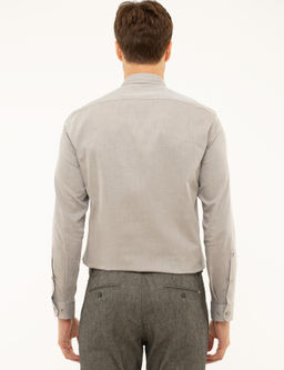 Светло-коричневая приталенная рубашка с длинным рукавом - Cacharel фото 3