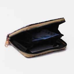 Кошелёк на молнии «Клетка», маленький, 3 отделения, серый