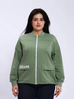 Бомбер женский, цвет зеленый