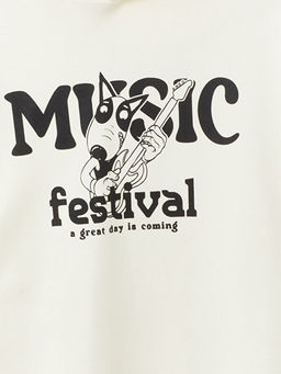 Kap??onlu Bask?l? Uzun Kollu Erkek ?ocuk Ti??rt - Waikiki фото 2