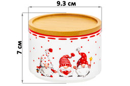 Банка д/хранения 250 мл 9,3*9,3*7 см Весёлые гномики + дер. крышка-подставка с крыш. с сил. уплот. - Elan gallery фото 2