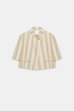 BLAZER CROPPED MANGA CORTA ZW COLLECTION / Crudo / Beige - Zara фото 5