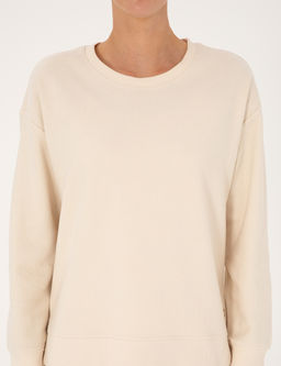 Ekru Oversize Yumu_ak Dokulu Sweatshirt
