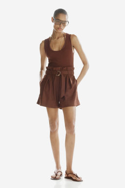 Pantal?n corto paper bag con cintur?n - H&m фото 6