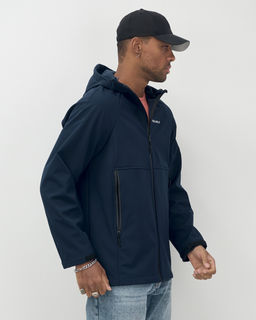 Ветровка спортивная мужская с капюшоном softshell темно-синего цвета 9563TS - Mtforce фото 3