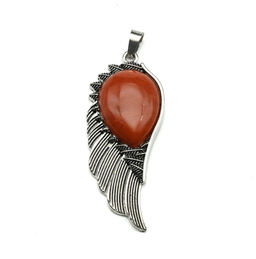 Подвеска с яшмой красной Крыло 23*52мм