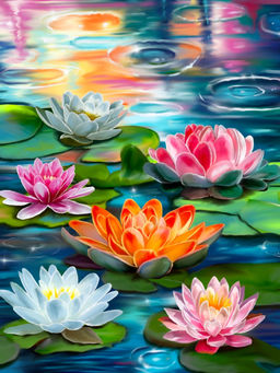 Вышивка крестиком 40х50см, Кувшинки