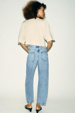 Z1975 MID-WAIST BARREL JEANS WITH PRESSED CREASE - Zara фото 5