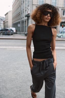 PANTAL?N CINTURA EL?STICA / Gris antracita - Zara фото 5