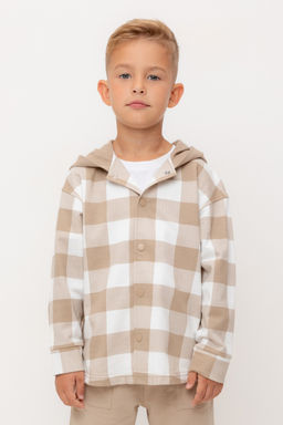 КР 302681-1/темно-бежевый,клетка виши к534 рубашка