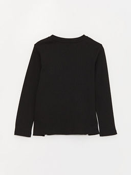 Bisiklet Yaka Bask?l? Uzun Kollu K?z ?ocuk Ti??rt - Waikiki фото 3