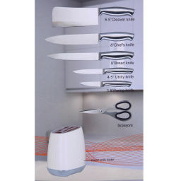 Набор ножей "SHEF" 7предметов (5ножей+ножницы+подставка), молочный