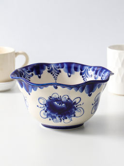 Салатник фарфоровый «Гордеевский Новый», 0.8 л, 10×17 см, гжель