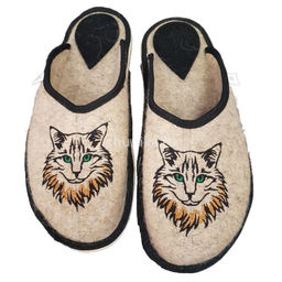 Тапочки без задника, вышивка «кошечки»