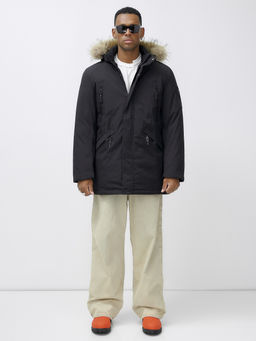 Парка мужская зимняя удлиненная с мехом черного цвета 606_1Ch - Mtforce фото 3