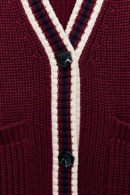 KNIT CARDIGAN WITH TRIM - Zara фото 6