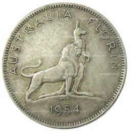 1 флорин (2 шиллинга) 1954 года Австралия  Королевский визит Елизаветы II