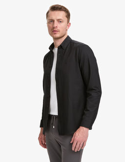 Siyah Oxford Slim Fit Kolay _t_lenebilir G_mlek